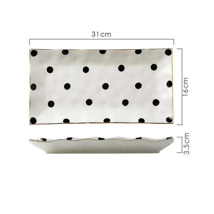 Elegant Gold-Trimmed Polka Dot Ceramic Dining Set for Sophisticated Entertaining