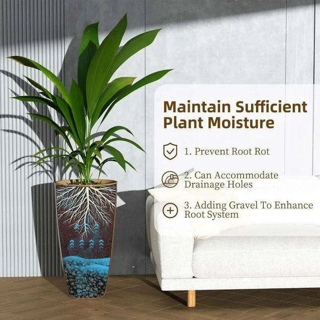 Elegant Pair of Tall Outdoor Planters - 21 inch Height for Stylish Garden Decor