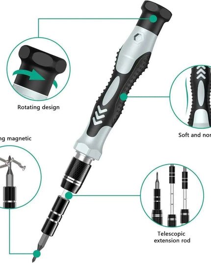 Professional 132-Piece Magnetic Precision Screwdriver Set with Durable Chrome-Vanadium Steel Bits and Color-Coded Handles for All Repair Needs