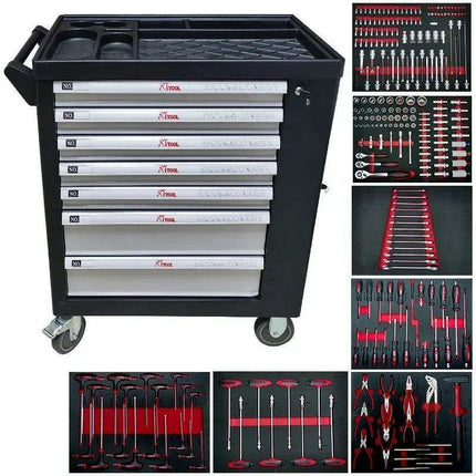 Customizable 260-Piece Auto Tool Trolley Cabinet for Ultimate Organization