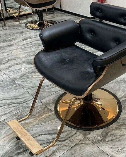 Chic Walnut Leather Adjustable Salon Styling Chair
