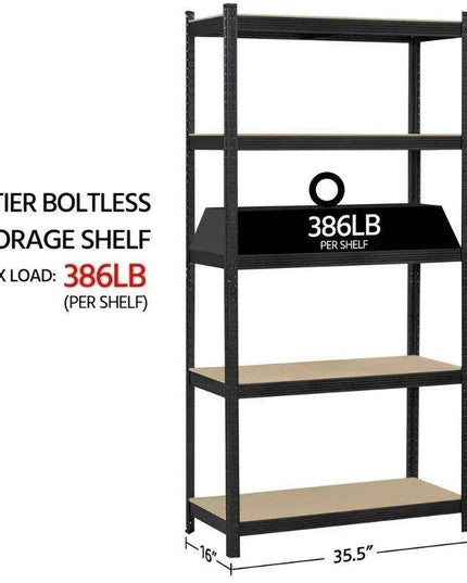 5-Tier Heavy-Duty Adjustable Metal Storage Rack - Versatile Organizer for Home, Garage, and Warehouse by SmileMart