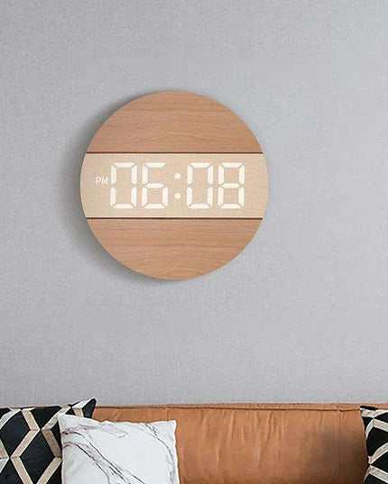 Creative Wooden Digital Wall Clock with Automatic Brightness Adjustment