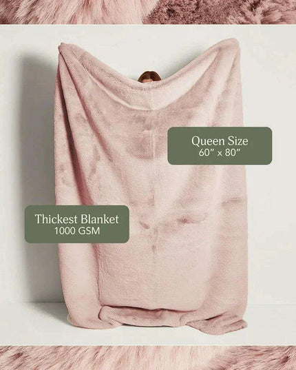Sakura Blossom Eco-Friendly Plush Queen Size Faux Fur Throw - Marshmallow Comfort Blanket