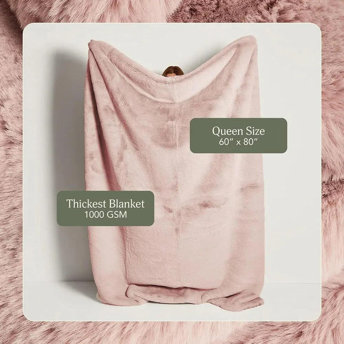 Sakura Blossom Eco-Friendly Plush Queen Size Faux Fur Throw - Marshmallow Comfort Blanket