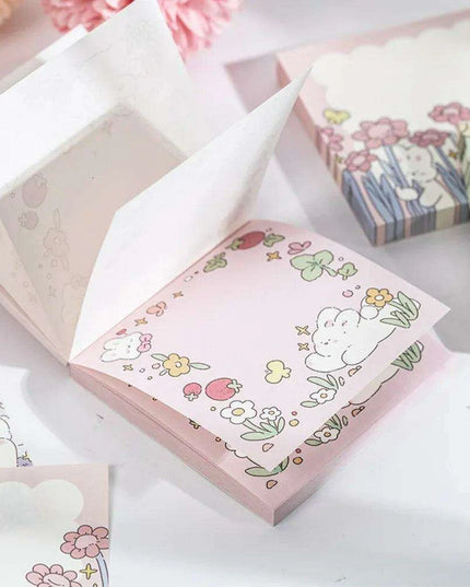 Floral Charm Pocket Memo Set - 100 Sheets, 8x8cm, 66g
