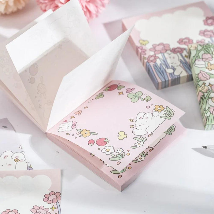 Floral Charm Pocket Memo Set - 100 Sheets, 8x8cm, 66g
