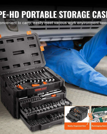 450-Piece Professional Grade CR-V Mechanics Tool Set with Enhanced Torque Capability and Premium Polishing Technology