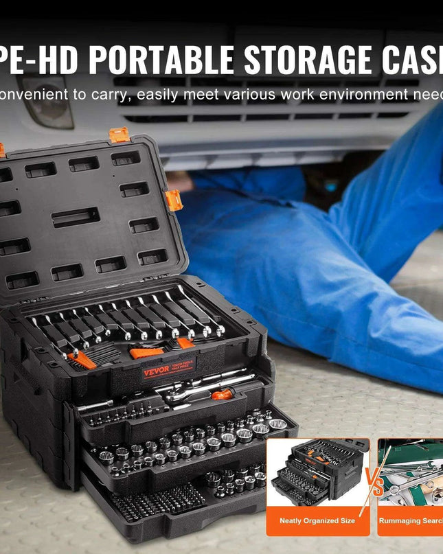 450-Piece Professional Grade CR-V Mechanics Tool Set with Enhanced Torque Capability and Premium Polishing Technology