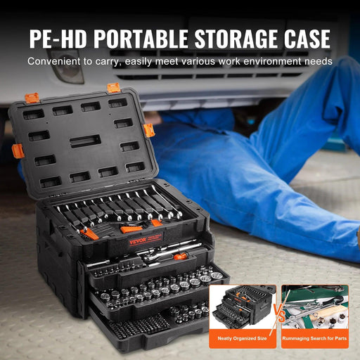 450-Piece Professional Grade CR-V Mechanics Tool Set with Enhanced Torque Capability and Premium Polishing Technology