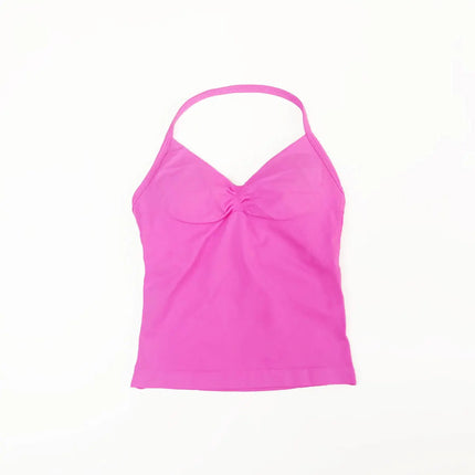 NCLAGEN Women's Longline Strappy Yoga Vest with Open Back for Fitness