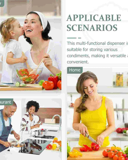 Stylish Glass and Stainless Steel Syrup & Cream Dispenser Duo - Essential Kitchen Set