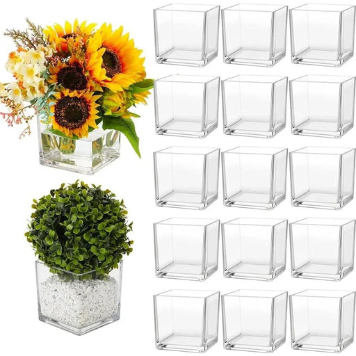 Crystal Clear Glass Vases Set - Versatile 16-Piece Décor