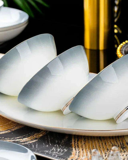 Elegant 62/40-Piece Bone China Dining Set with Authentic Chopsticks for an Exquisite Dining Experience