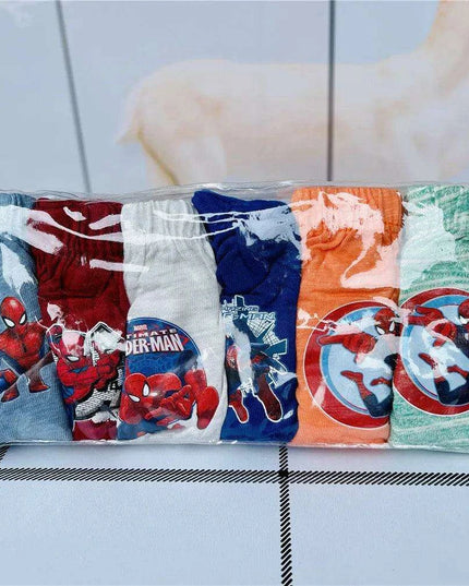 6-Pack Kids Cotton Underwear with Favorite Cartoon Characters - Spiderman, Mickey Mouse, Elsa, and Cars Designs