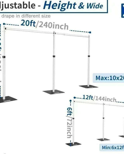 Premium 10x20ft Adjustable Aluminum Backdrop Stand for Events, Celebrations, and Photo Displays