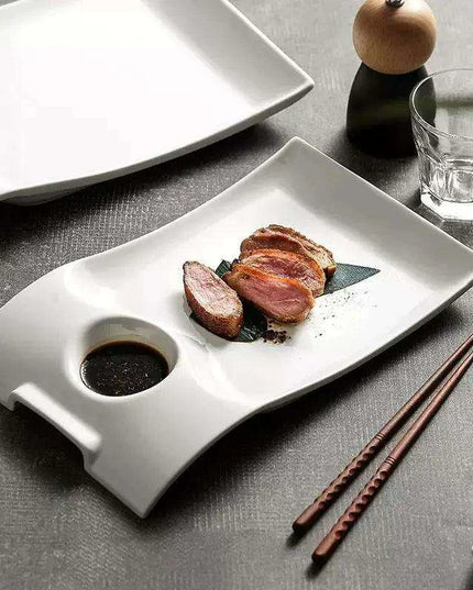 Sophisticated Duck-Embellished Ceramic Platter and Dipping Bowl Set for Stylish Entertaining