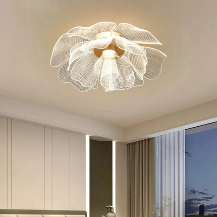 Luxurious LED Flower Ceiling Light — Acrylic, Gold Finish