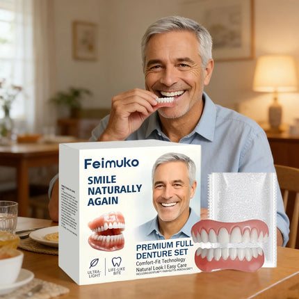 Natural-Look Silicone Upper and Lower Denture Set