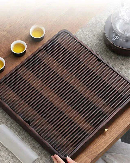 Bamboo Serving Tray for Tea and Coffee - 25cm Portable Wooden Tray