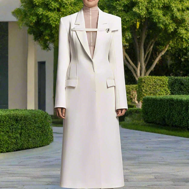 Tailored Suit Dress with Elegant Notched Collar and Structured Shoulders - High Waist