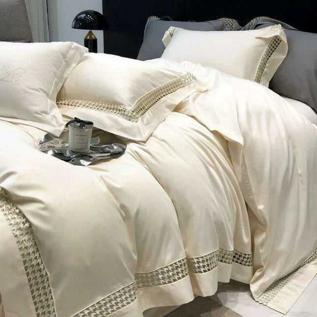 Exquisite Houndstooth Egyptian Cotton Luxury Bedding Collection - Duvet Cover, Sheets & Pillowcases, 100S Quality