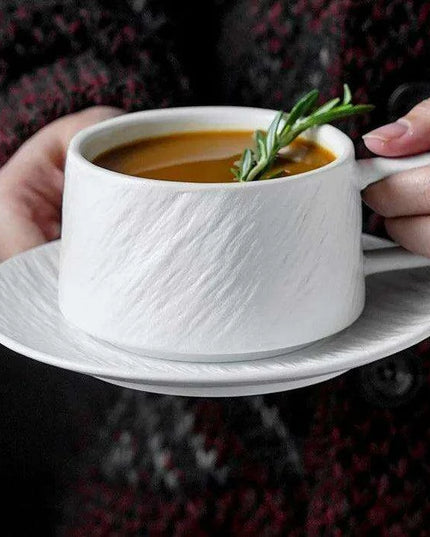 Elegant Rock Sand Ceramic Coffee Set with Saucer