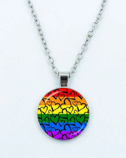 Vibrant Customizable Rainbow Glass Pendant Necklace for Love and Pride Celebration