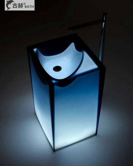 Blue Illumination Floor-Standing Washbasin