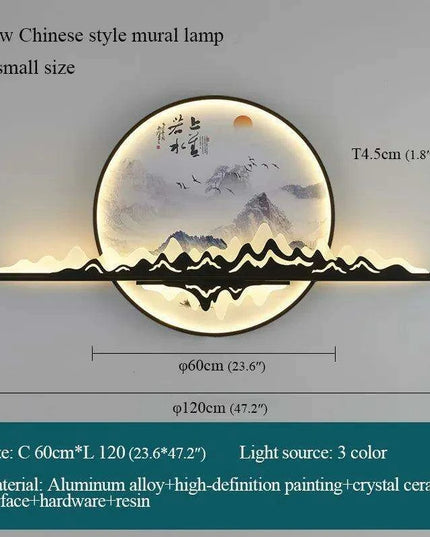 Sophisticated Circular LED Wall Art Light - Enrich Your Space with Traditional Chinese Landscape Aesthetics
