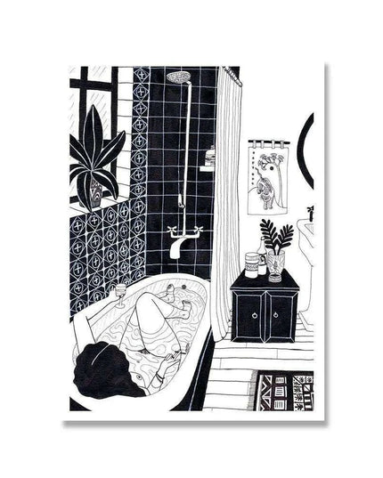 Whimsical Nordic Elegance: Humorous Wall Art for the Modern Bathroom