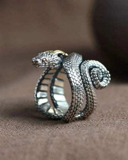 Fierce Vintage Gothic Serpent Wrap Ring - Unique Punk Animal Statement Jewelry