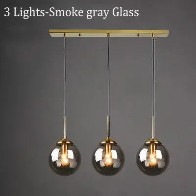 Glass Pendant Lamp — Amber, Smoke Gray & Clear, E27, 1 or 3 Light