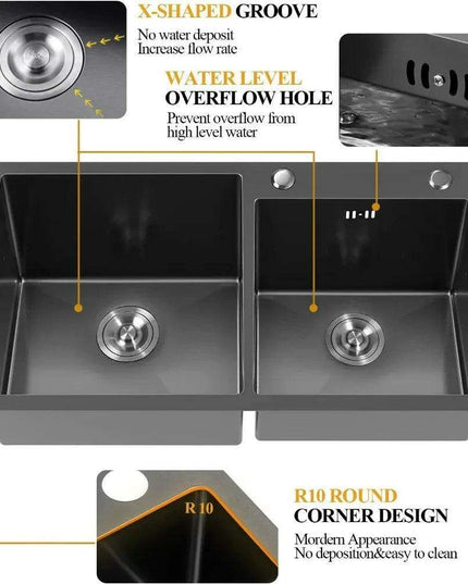Sleek Dual-Basin Gourmet Stainless Steel Kitchen Sink Set with Effortless Cleanup Design