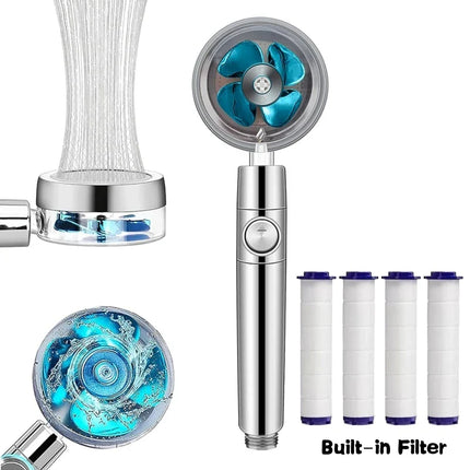 High Pressure Turbo Shower Head with 360° Rotation & Adj