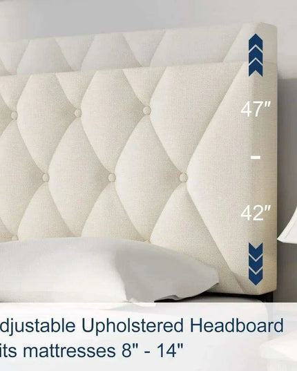 QuietDream Versatile Adjustable Bed Frame with Sturdy Construction and Silent Operation - Beige