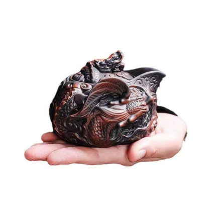 Portable Purple Dragon Outdoor Tea Set with Artisan Teapot and Two Travel Mugs - 250ml Edition