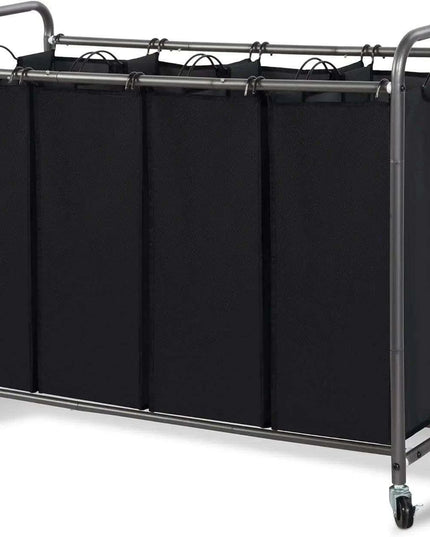 4-Section Portable Laundry Organizer with Waterproof Bags for Effortless Sorting