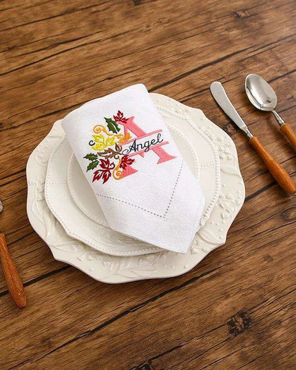 Custom Embroidered Luxury Napkins with Personalized Monogram - Elegant Dining Essential