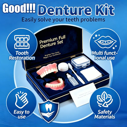 Silicone Comfort Fit Denture Kit — Full Set Upper & Lower Veneers, Realistic Daily Wear