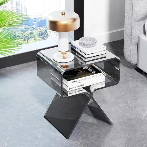 Contemporary Black Acrylic Nightstand Side Table - Versatile Elegance for Home Decor