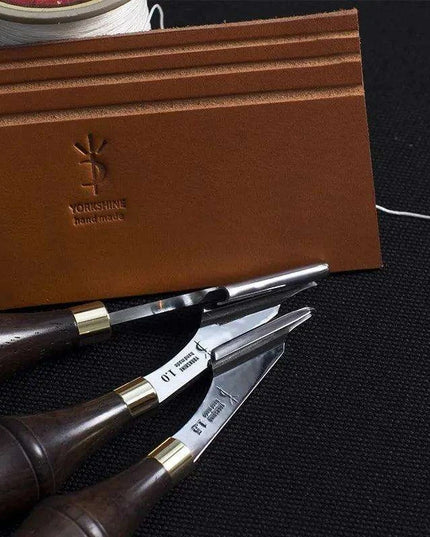 Artisan Leather Groover Tool Set with Premium Walnut Handle