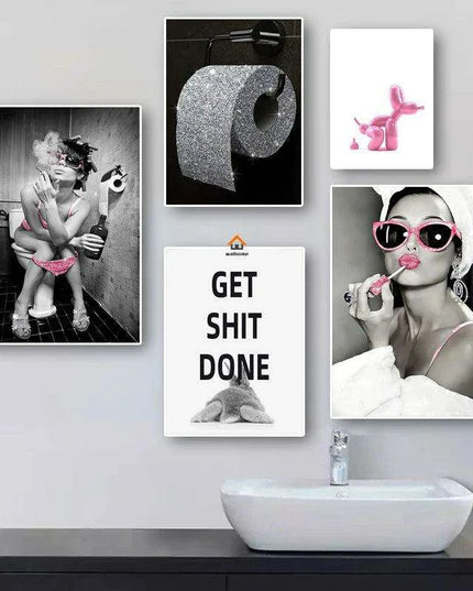 Custom Elegant Nude Canvas Art for a Luxurious Bathroom Retreat
