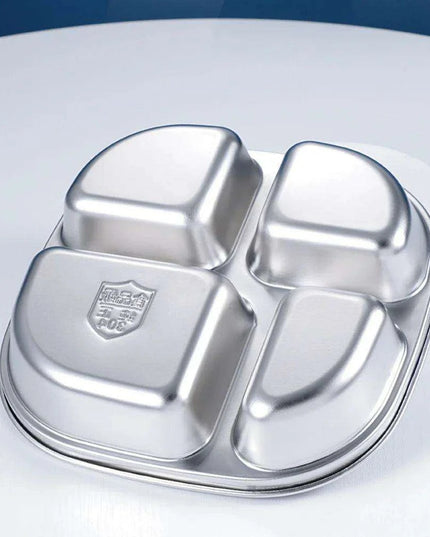 Sophisticated Stainless Steel Sectioned Plate for Gourmet Dining