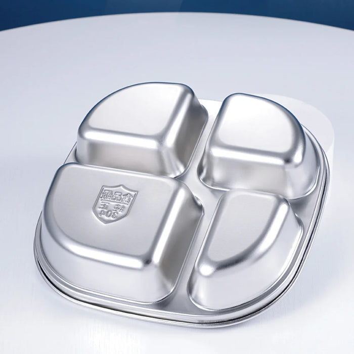 Stylish Stainless Steel Divided Plate for Discerning Foodies