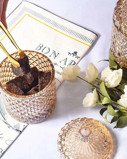 Colorful Diamond Glass Storage Jars for Candy and Sugar - 300ML & 600ML Options