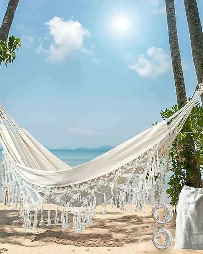 Chic Bohemian Macrame Hammock with Handcrafted Tassels