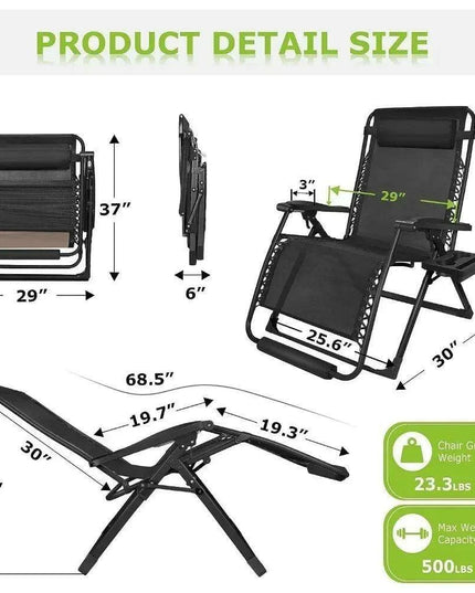 Ultimate Comfort Zero Gravity Outdoor Recliner Chair with Removable Cushion