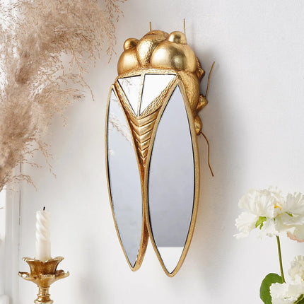 Romantic Party Golden Cicada Mirror Surface Insect Pendant Wall Decor