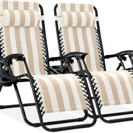 Luxury Zero Gravity Lounge Chairs Set with Accessories in Elegant Black